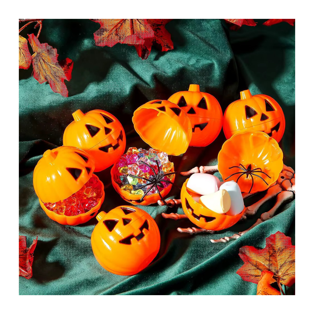 JK-ZMM Halloween Kürbis Aufbewahrungsboxen aus Kunststoff in Orange für Kinder als DIY Geschenkebehälter und Partydekoration - Bild 4