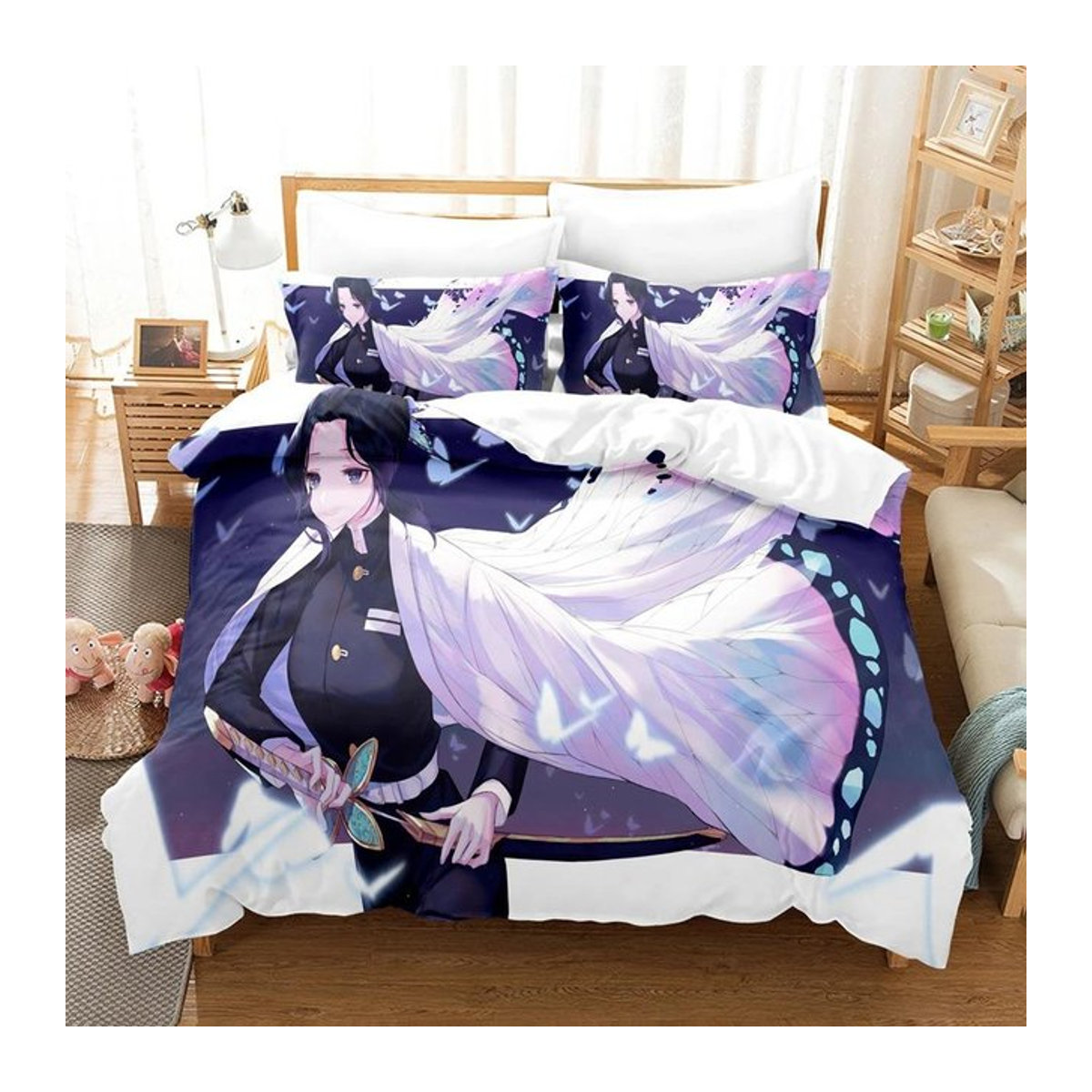 JMG Household Supplies Bettwäsche-Set Demon Slayer Kochou Shinobu Anime Design, mehrfarbig, B/H: 180 x 210 cm - Bild 1