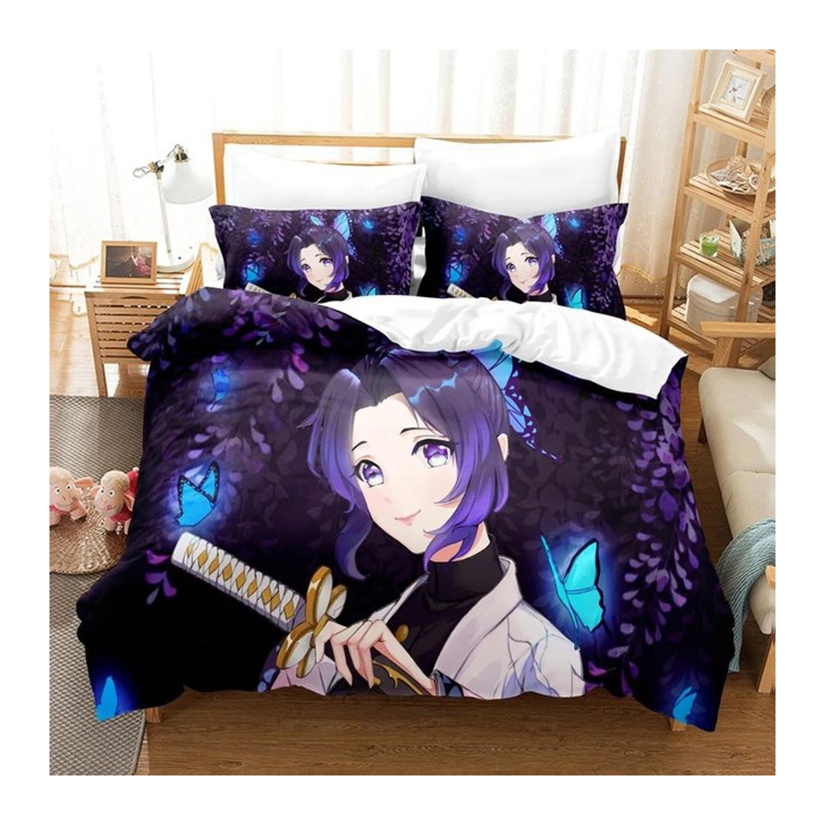 JMG Household Supplies Bettwäsche-Set Demon Slayer Kochou Shinobu Anime Design, mehrfarbig, B/H: 260 x 220 cm - Bild 1