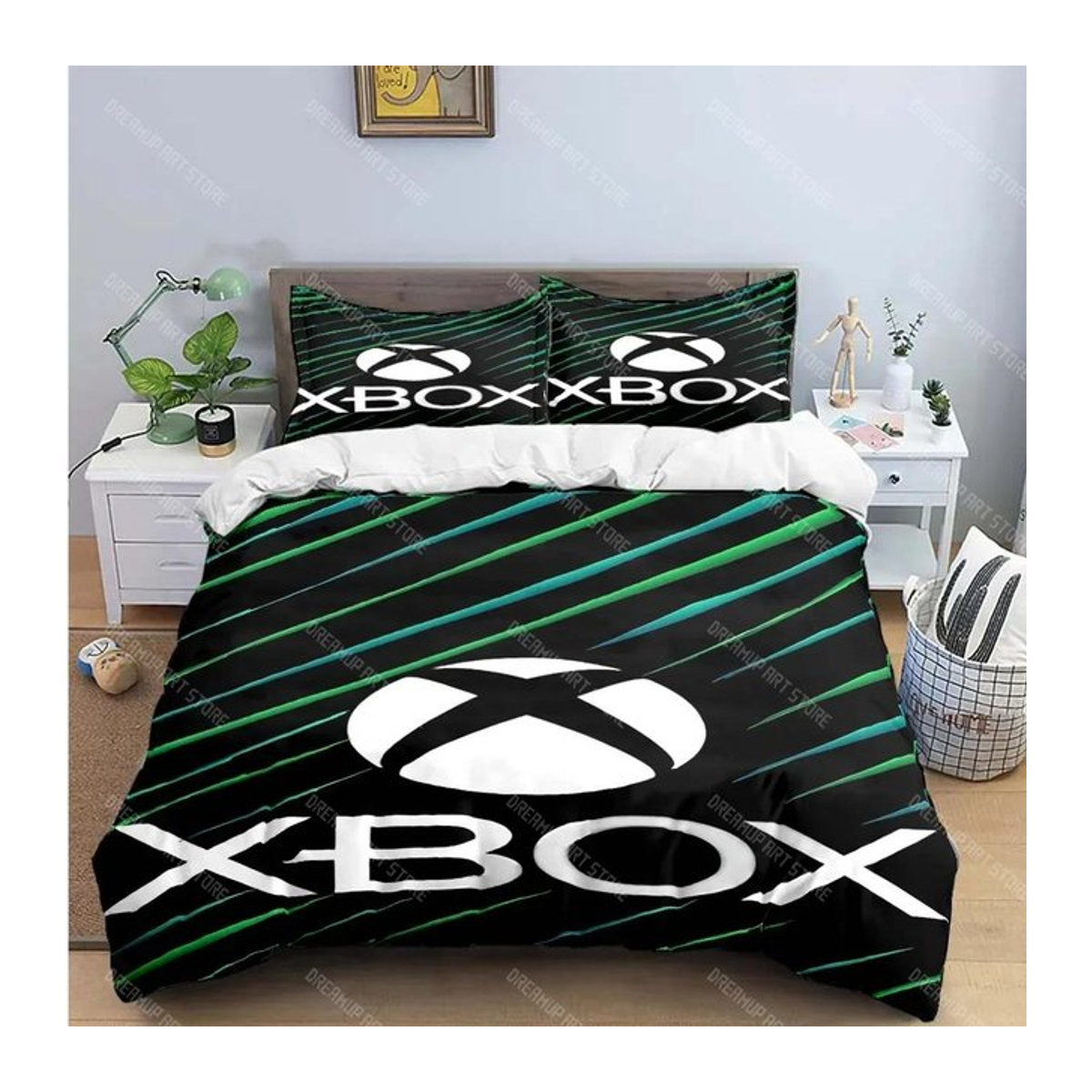 JMG Household Supplies Bettwäscheset Cool Gamer X-XBox Print in Schwarz, B/H: 155 x 215 cm - Bild 1