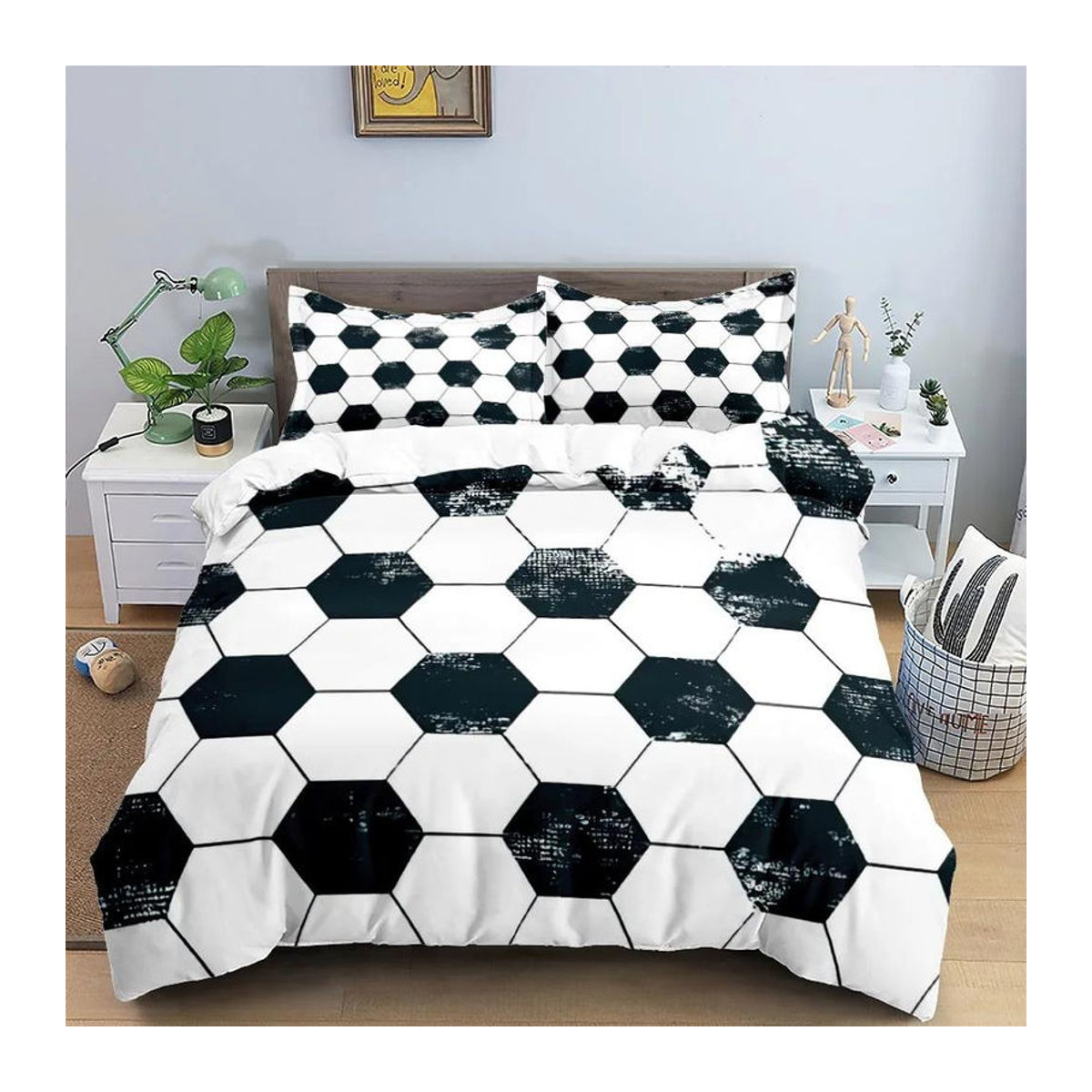 JMG Household Supplies Fußball 3D Bettwäscheset in Blau mit Bettbezug und Kissenbezügen - Bild 2