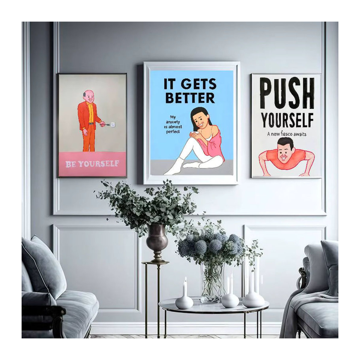 Joan Cornella Vintage Poster Aufkleber mit Humor Zitat aus wasserfestem Papier in Mehrfarbig für deine Wanddekoration - Bild 2