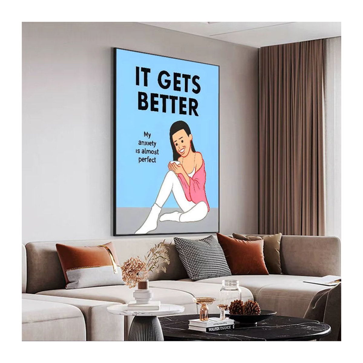 Joan Cornella Vintage Poster Aufkleber mit Humor Zitat aus wasserfestem Papier in Mehrfarbig für deine Wanddekoration - Bild 3