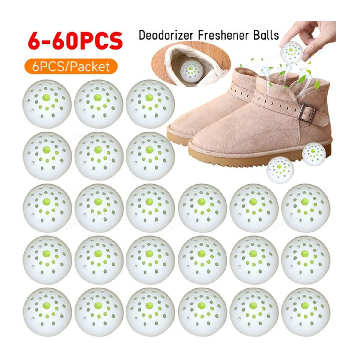 JOCESTYLE Deodorant-Bälle mit Jasmin-Duft für Schuhe und Schuhschrank, 6 Stück, Weiß - Bild 1
