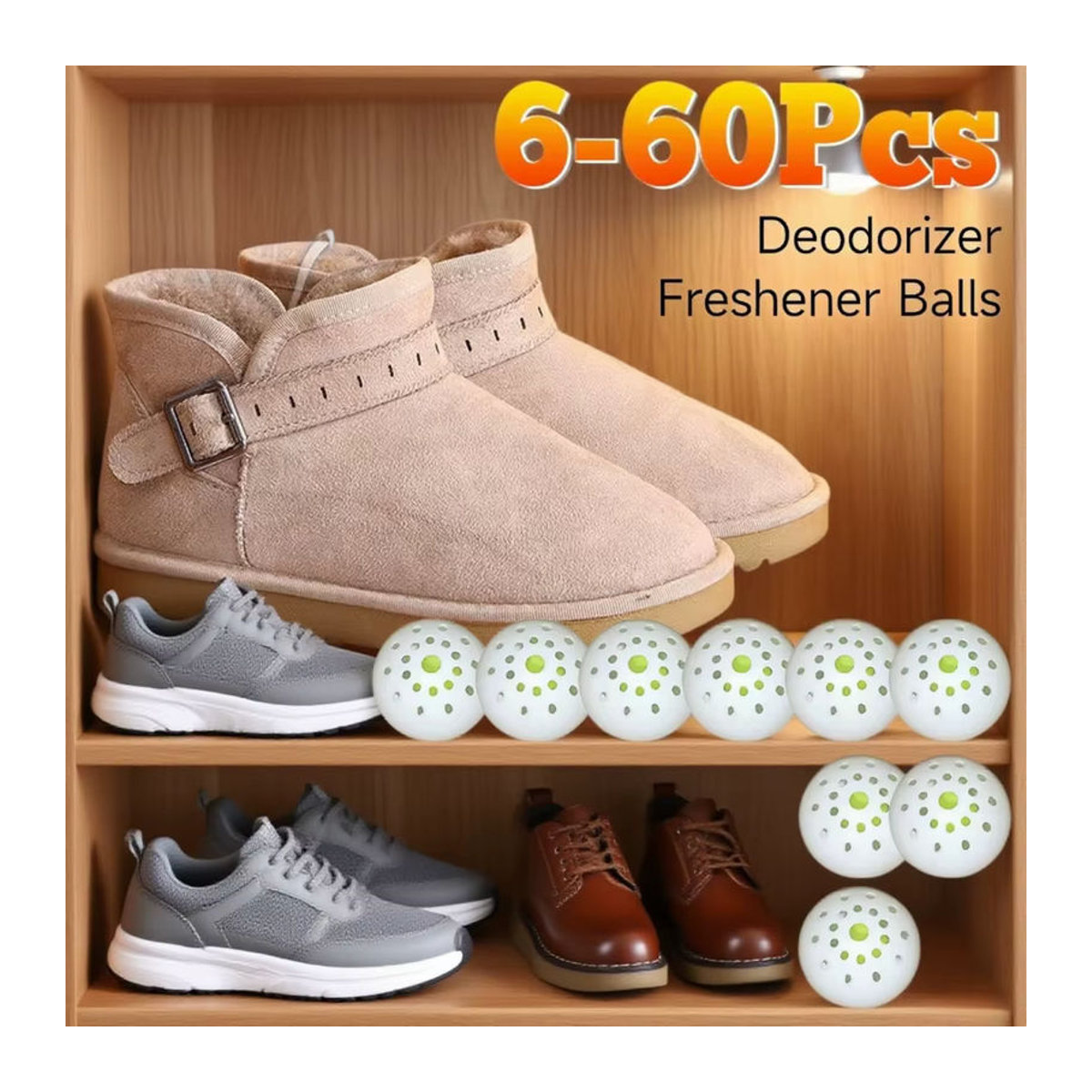 JOCESTYLE Deodorant-Bälle mit Jasmin-Duft für Schuhe und Schuhschrank, 6 Stück, Weiß - Bild 2