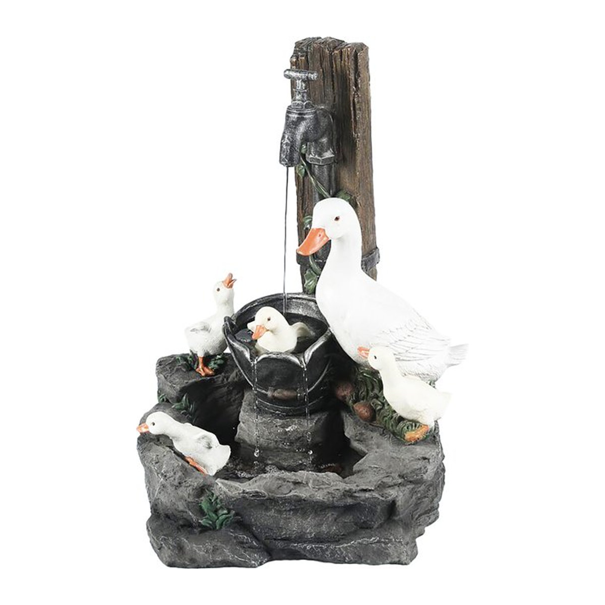 JOCESTYLE Gartenornament Ente aus Kunstharz in Weiß für Landschaftsbau und Outdoor-Dekoration - Bild 1