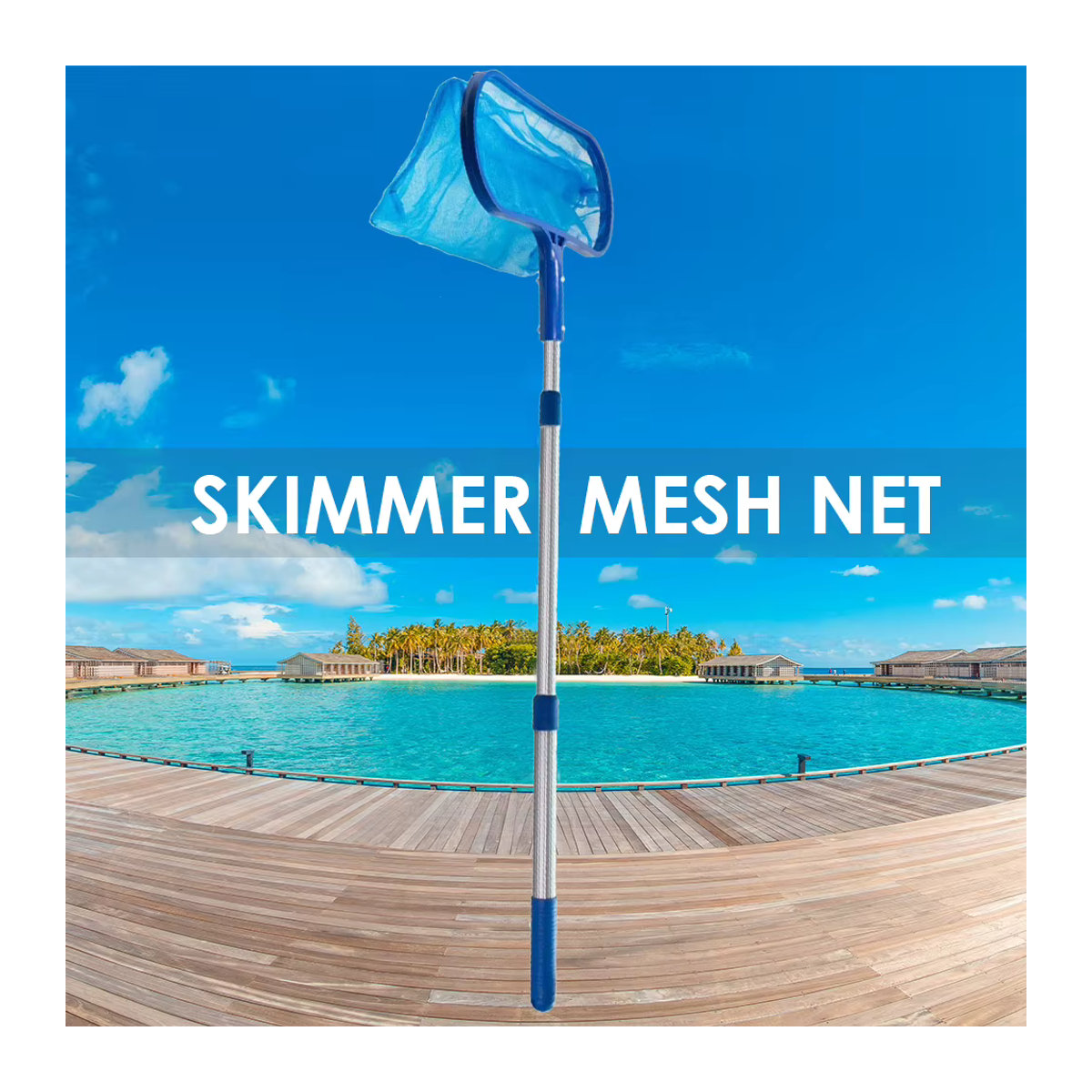JOCESTYLE Schwimmbad-Skimmer-Netz mit tiefem Beutel in Blau zur Reinigung von Pool und Teich, kompatibel mit Teleskopstangen - Bild 2