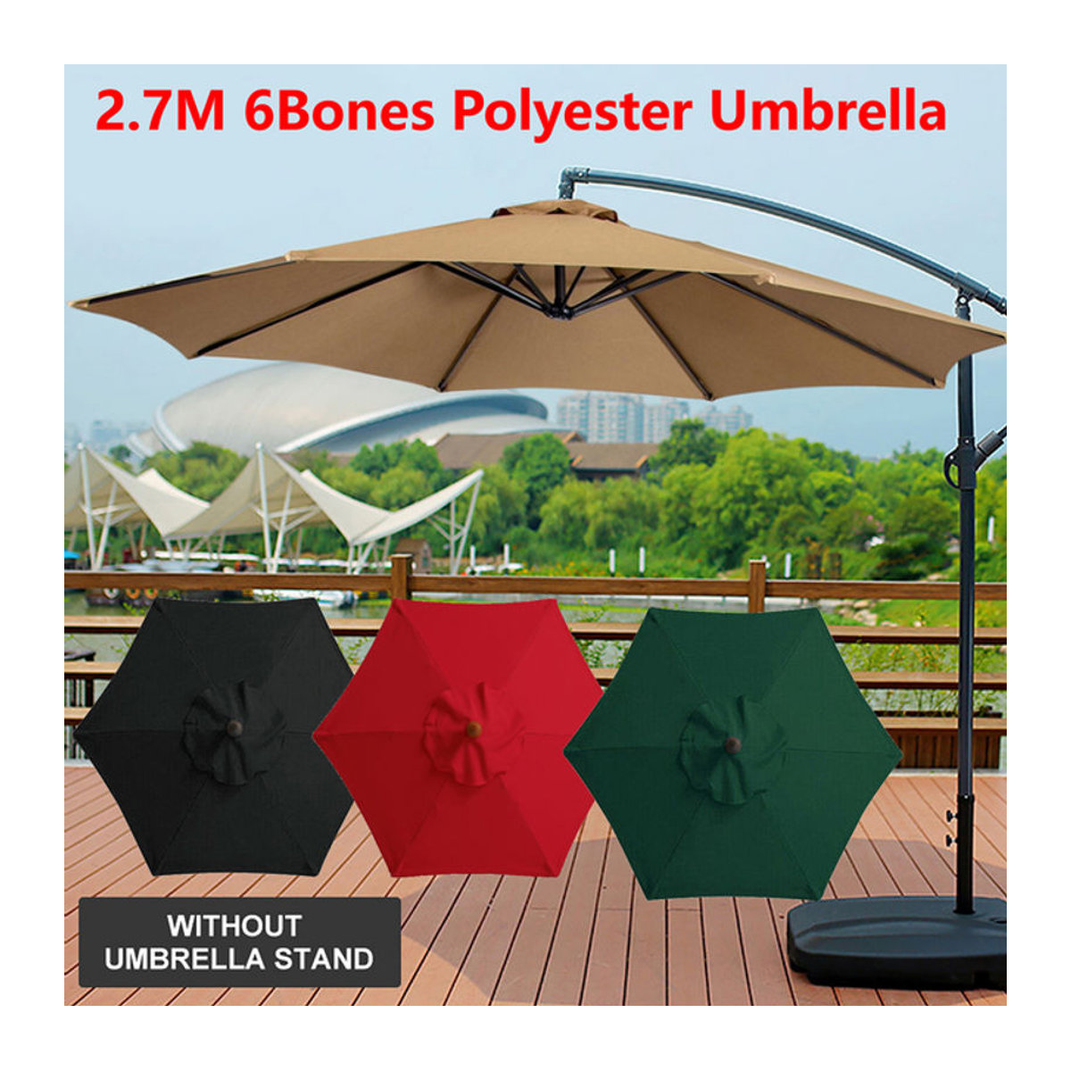 JOCESTYLE Sonnenschirm mit 8/6 Knochen, bunt, Durchmesser: 270 cm, UV-Schutz aus Polyester - Bild 1