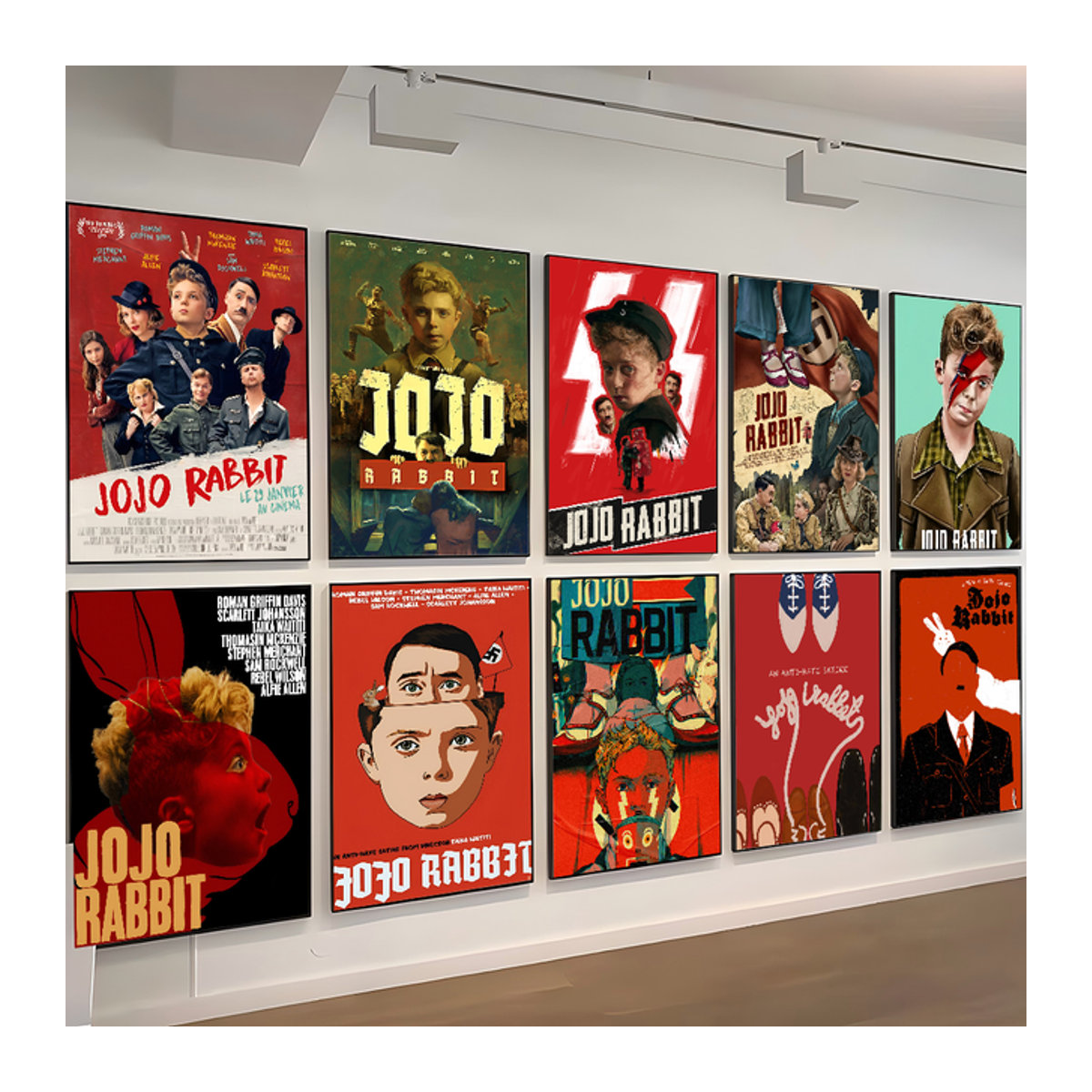 Jojo Rabbit Filmplakat Porträt als mehrfarbige Kunstdekoration für die Wandmontage - Bild 1