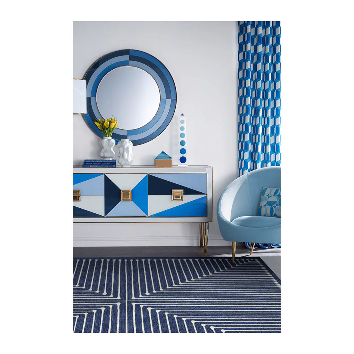 Jonathan Adler Inkdrop Wohnzimmer Sofa Teppich in Schieferblau Modern und Dekorativ - Bild 2