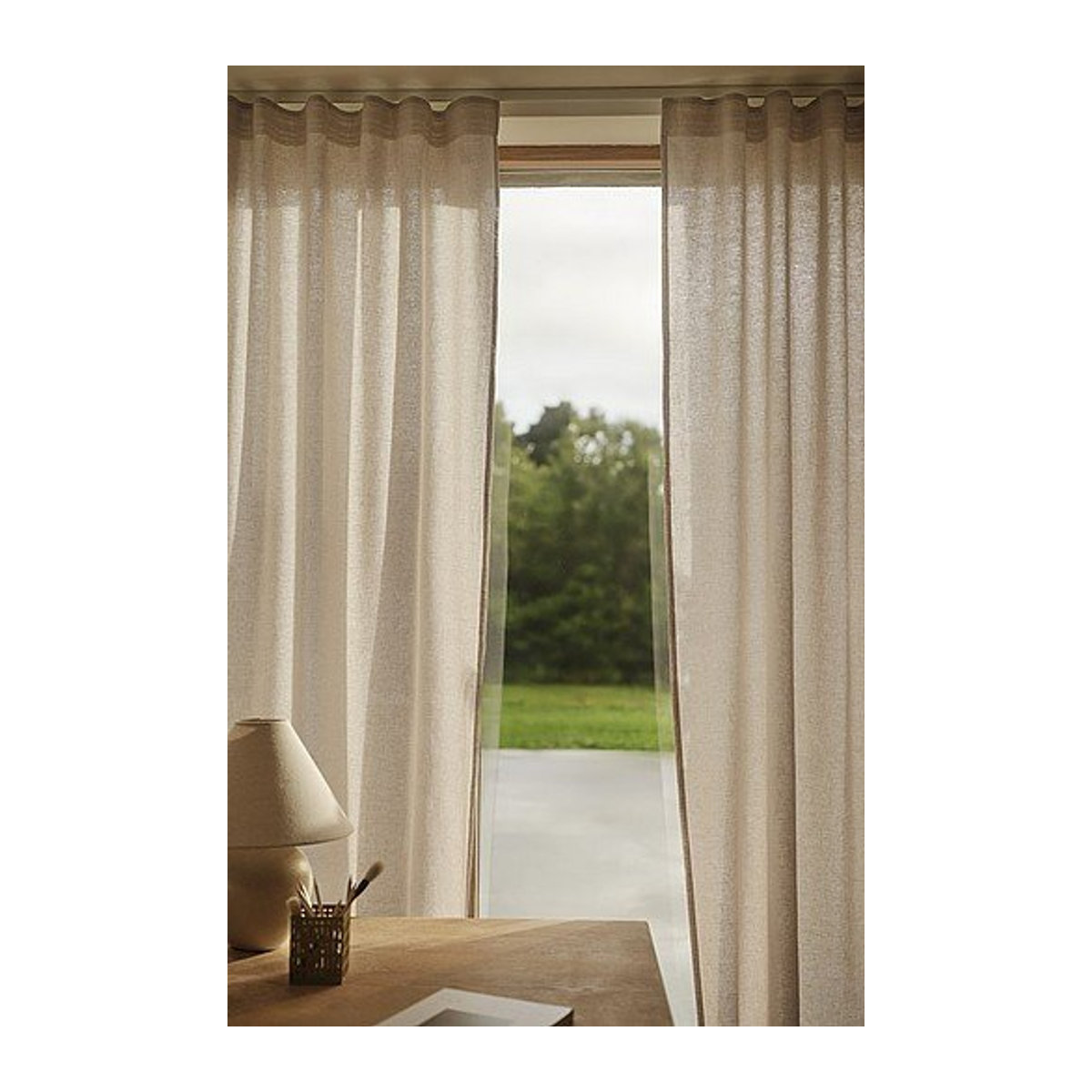 Jotex MILLY Vorhang aus Leinenmischung im 2er-Pack, semi-transparent, beige - Bild 1
