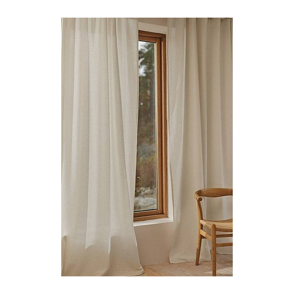 Jotex MILLY Vorhang aus Leinenmischung im 2er-Pack, semi-transparent, Weiß - Bild 1