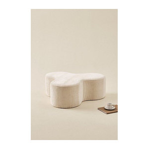 Jotex Pouf in Beige und Weiß aus Bouclé und Chenille, B/T/H: 99 x 81 x 35 cm