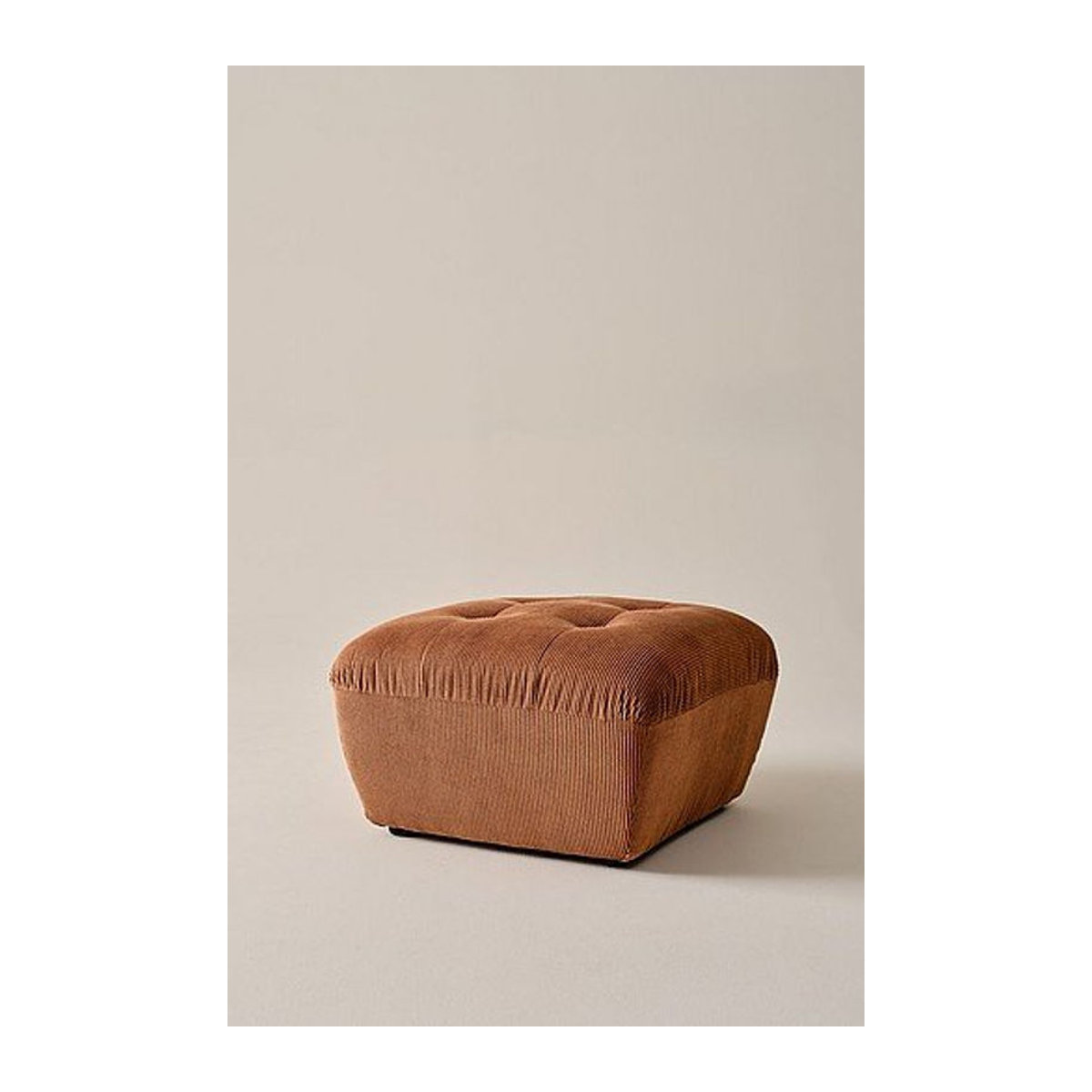 Jotex Pouf KELSO in Braun im Retro-Stil aus Samt und Stoff, Durchmesser: 64 cm - Bild 1