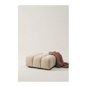 Jotex Pouf TOLO in Beige mit Samt- und Chenille-Oberfläche, B/T/H: 70 x 70 x 32 cm
