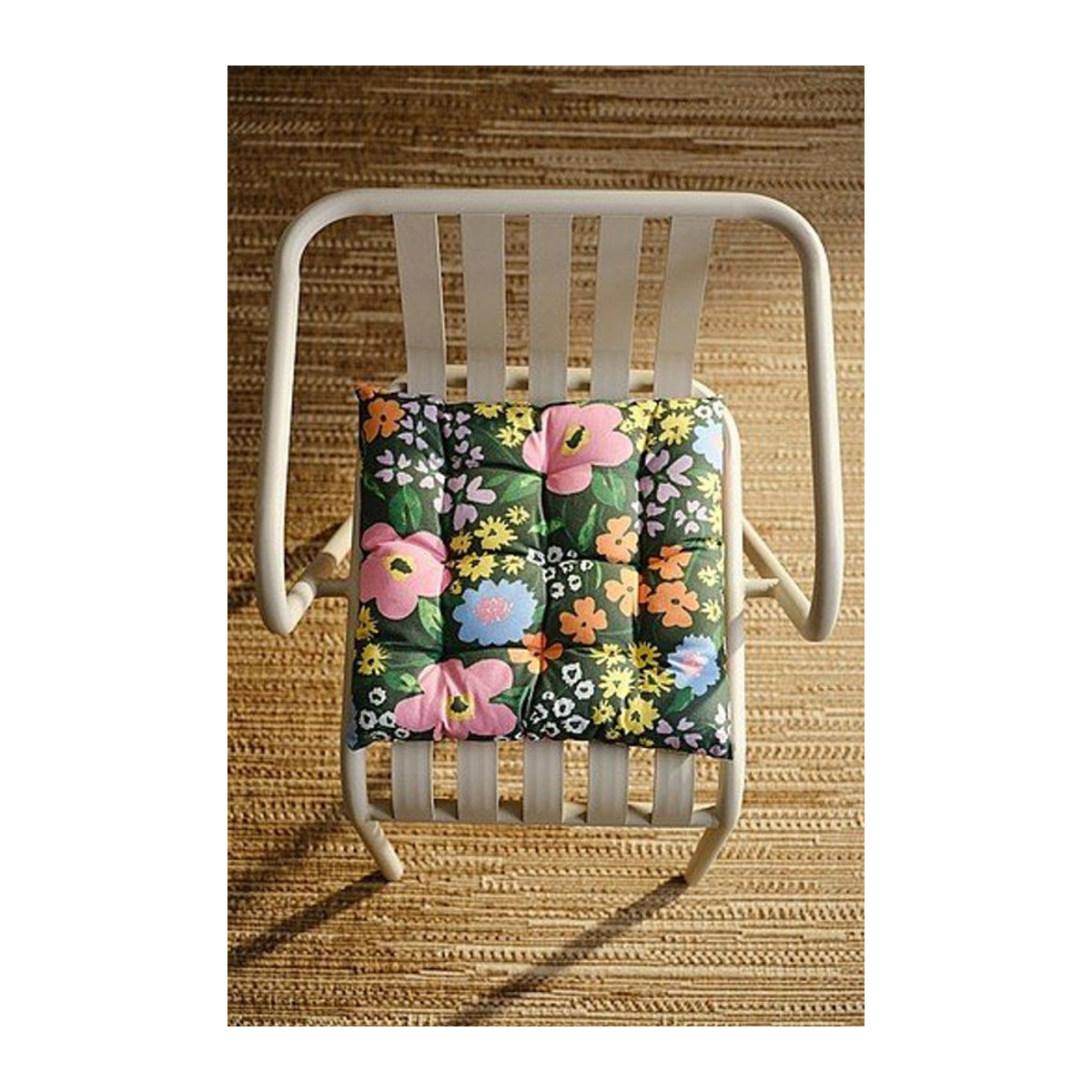 Jotex Sitzkissen SUMMER beschichtet mit Blumenmuster in Grün und Bunt, quadratisch, Baumwolle und Polyester - Bild 1