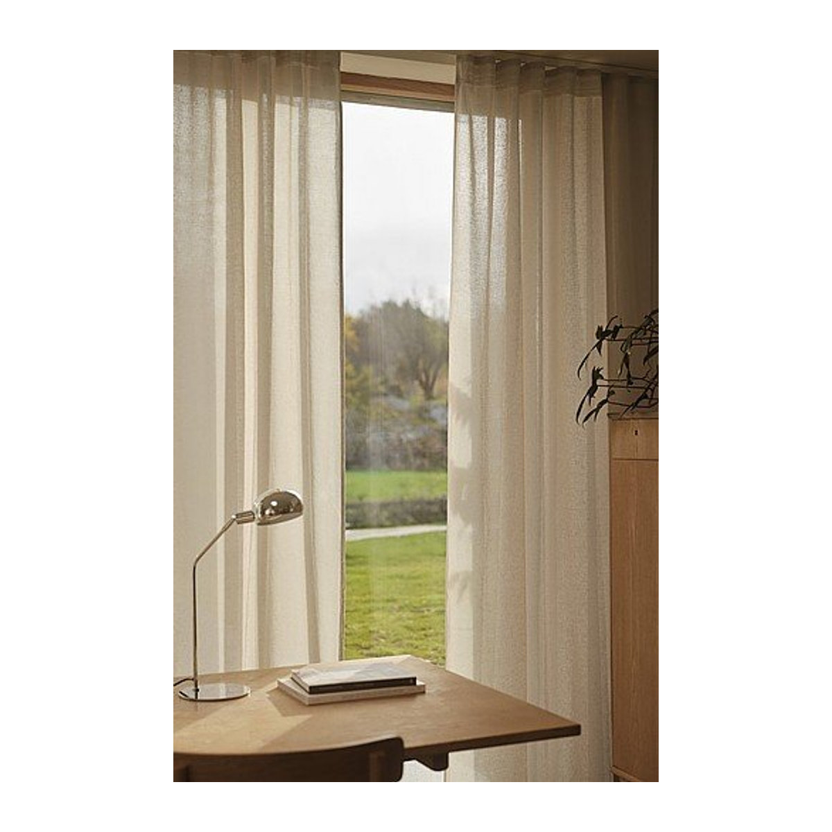 Jotex Vorhang aus Leinenmischung im 2er-Pack, semi-transparent, beige - Bild 1