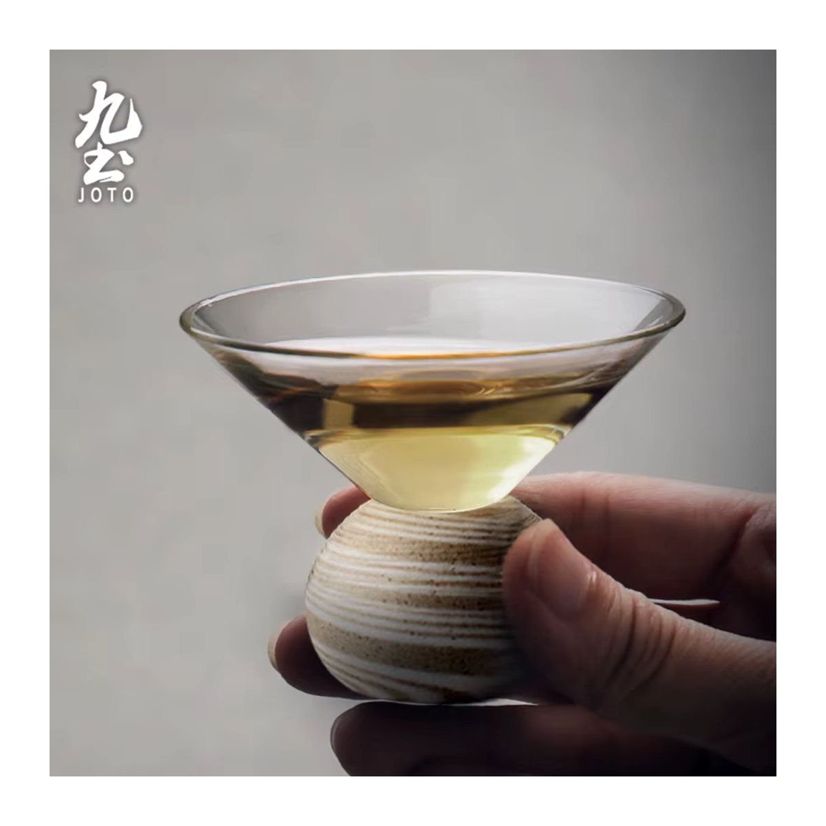 JOTO Glas-Teetassen-Set mit Holzsockel, handgefertigte transparente Teetassen, 3er-Set, rund und minimalistisch, Farbe: transparent - Bild 5