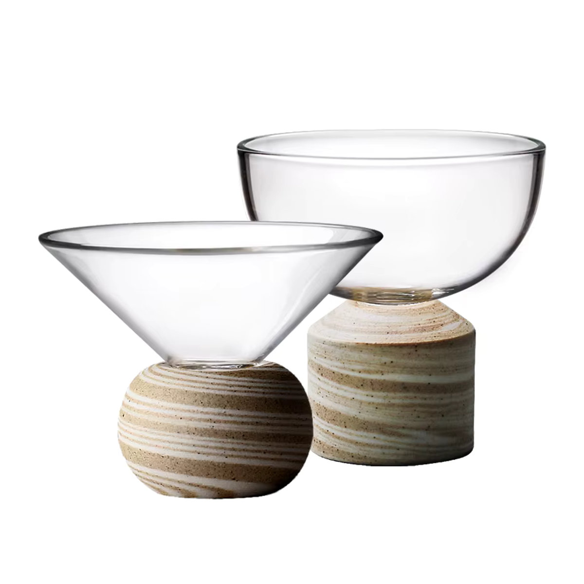 JOTO Glas-Teetassen-Set mit Holzsockel, handgefertigte transparente Teetassen, 3er-Set, rund und minimalistisch, Farbe: transparent - Bild 6
