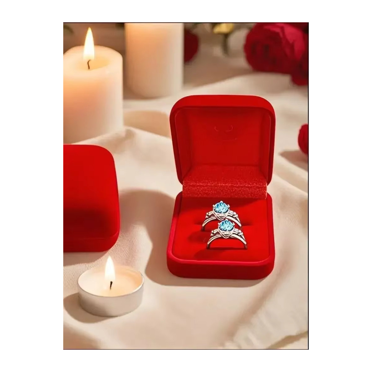 JOVISTA Doppel-Ring-Box quadratisch in Rot für Schmuck-Display bei Verlobung und Hochzeit - Bild 4