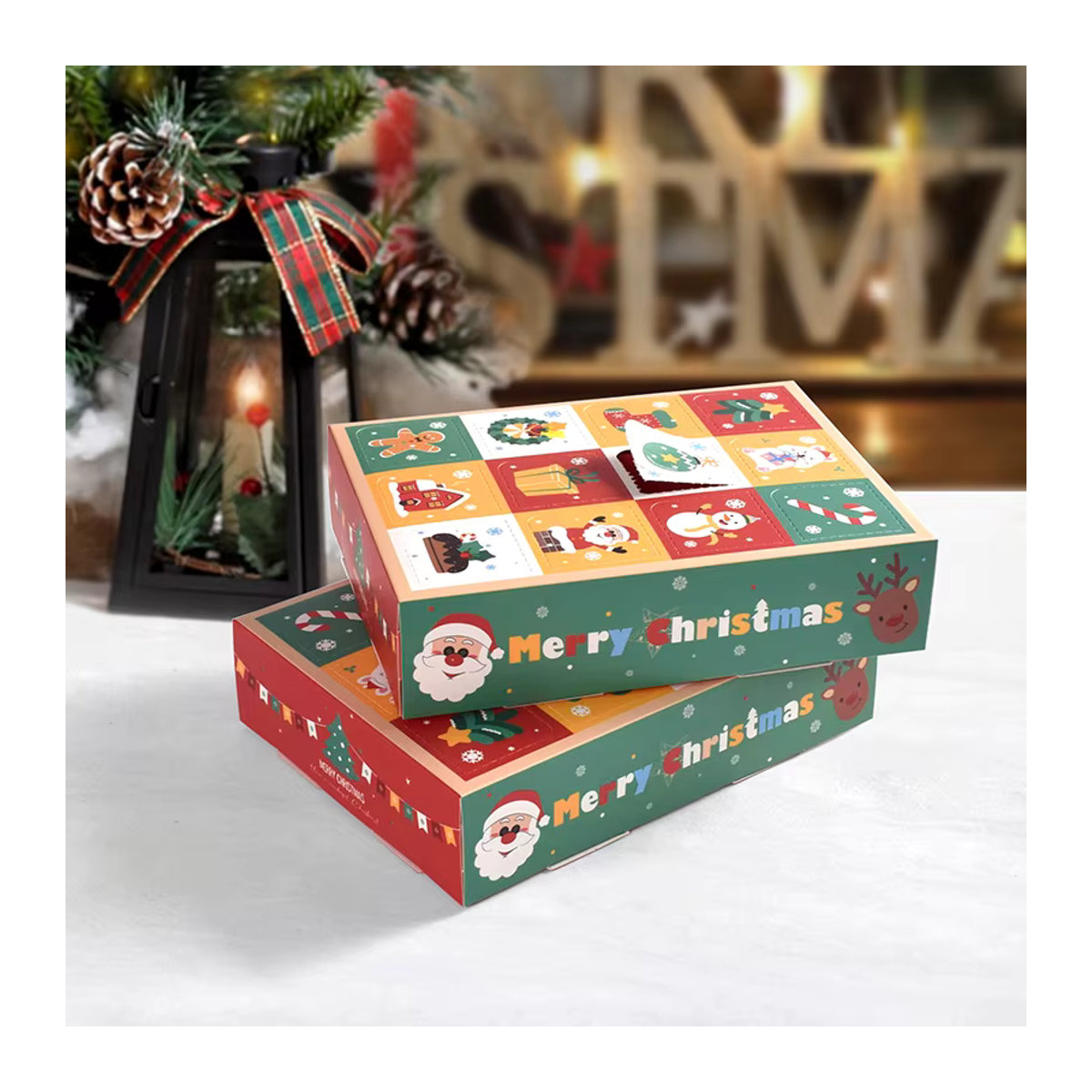 Joy-enlife Adventskalender Geschenkboxen aus Papier, 2 oder 4 Stück, Mehrfarbig, 12-Grid Überraschungsboxen für Weihnachten - Bild 2