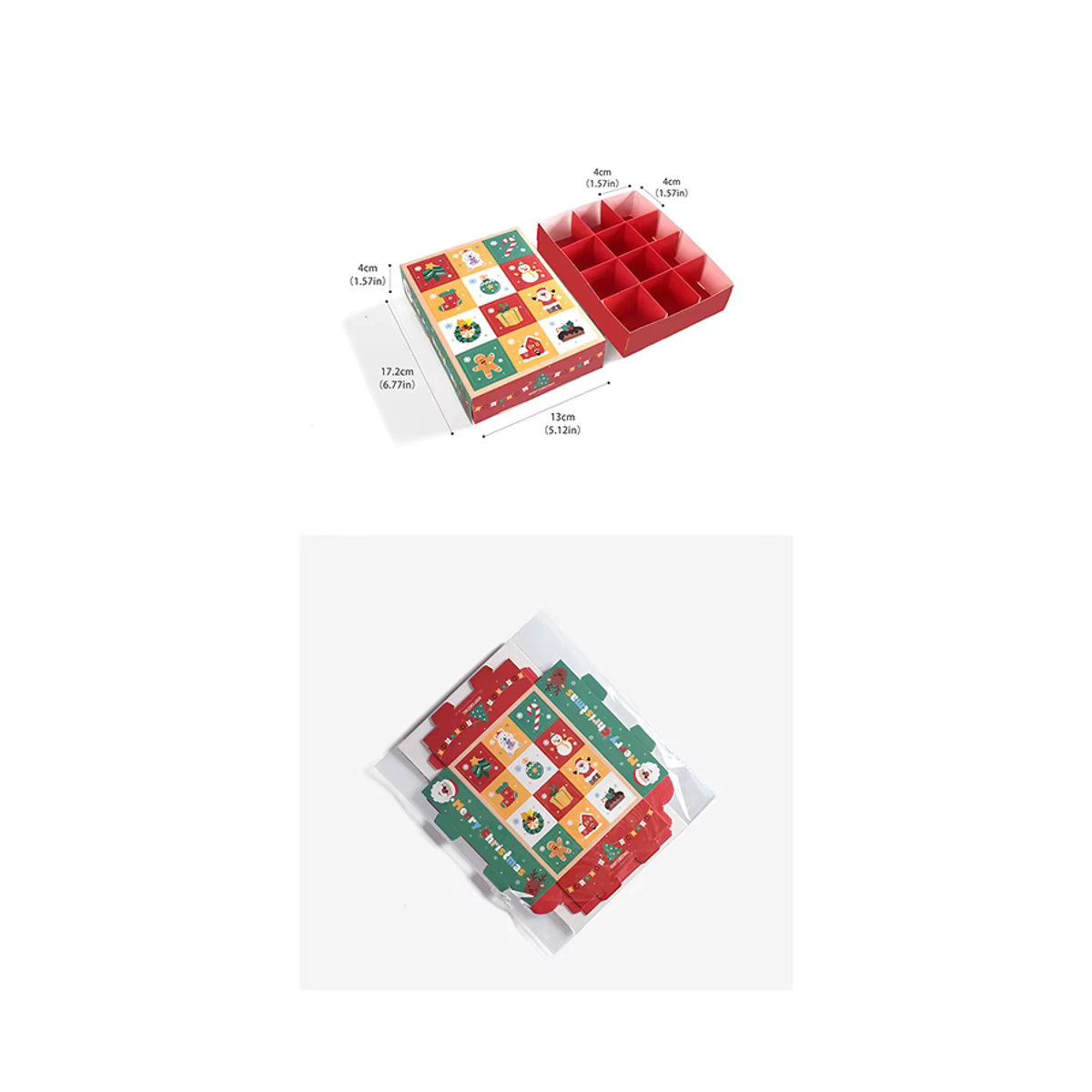 Joy-enlife Adventskalender Geschenkboxen aus Papier, 2 oder 4 Stück, Mehrfarbig, 12-Grid Überraschungsboxen für Weihnachten - Bild 6
