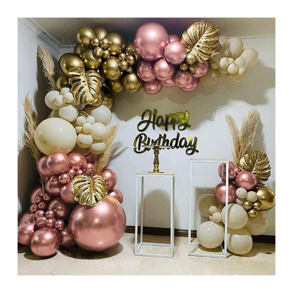 Joy-enlife Ballon-Girlandenbogen-Set in Rosa und Gold aus metallischen Latex-Luftballons für Geburtstag, Hochzeit und Babyparty - Bild 1