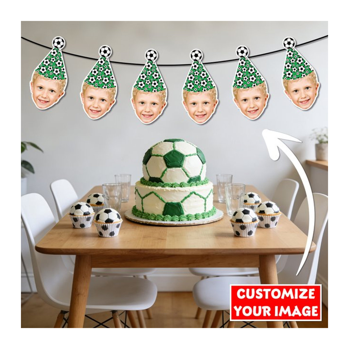 Joy-enlife Fußball Party Girlande aus Papier für Kindergeburtstage, mehrfarbig, hängende Foto-Banner Dekoration - Bild 1