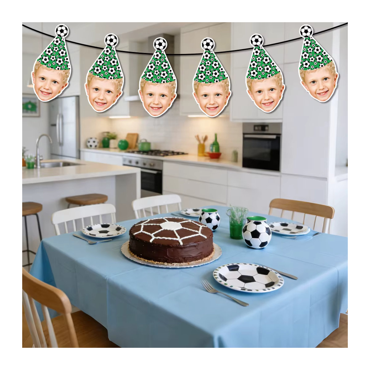 Joy-enlife Fußball Party Girlande aus Papier für Kindergeburtstage, mehrfarbig, hängende Foto-Banner Dekoration - Bild 3