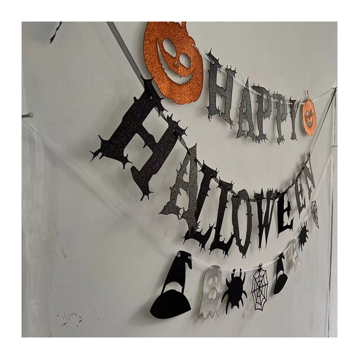 Joy-enlife Halloween Papier Banner Girlande mit Kürbis, Ghost und Spinnennetz in Mehrfarbig - Bild 1