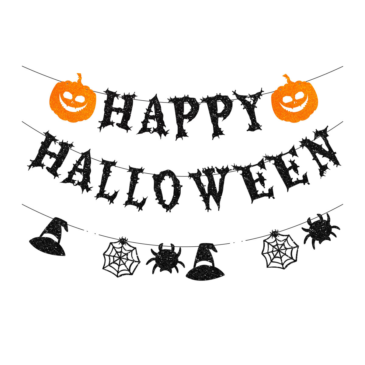 Joy-enlife Halloween Papier Banner Girlande mit Kürbis, Ghost und Spinnennetz in Mehrfarbig - Bild 2