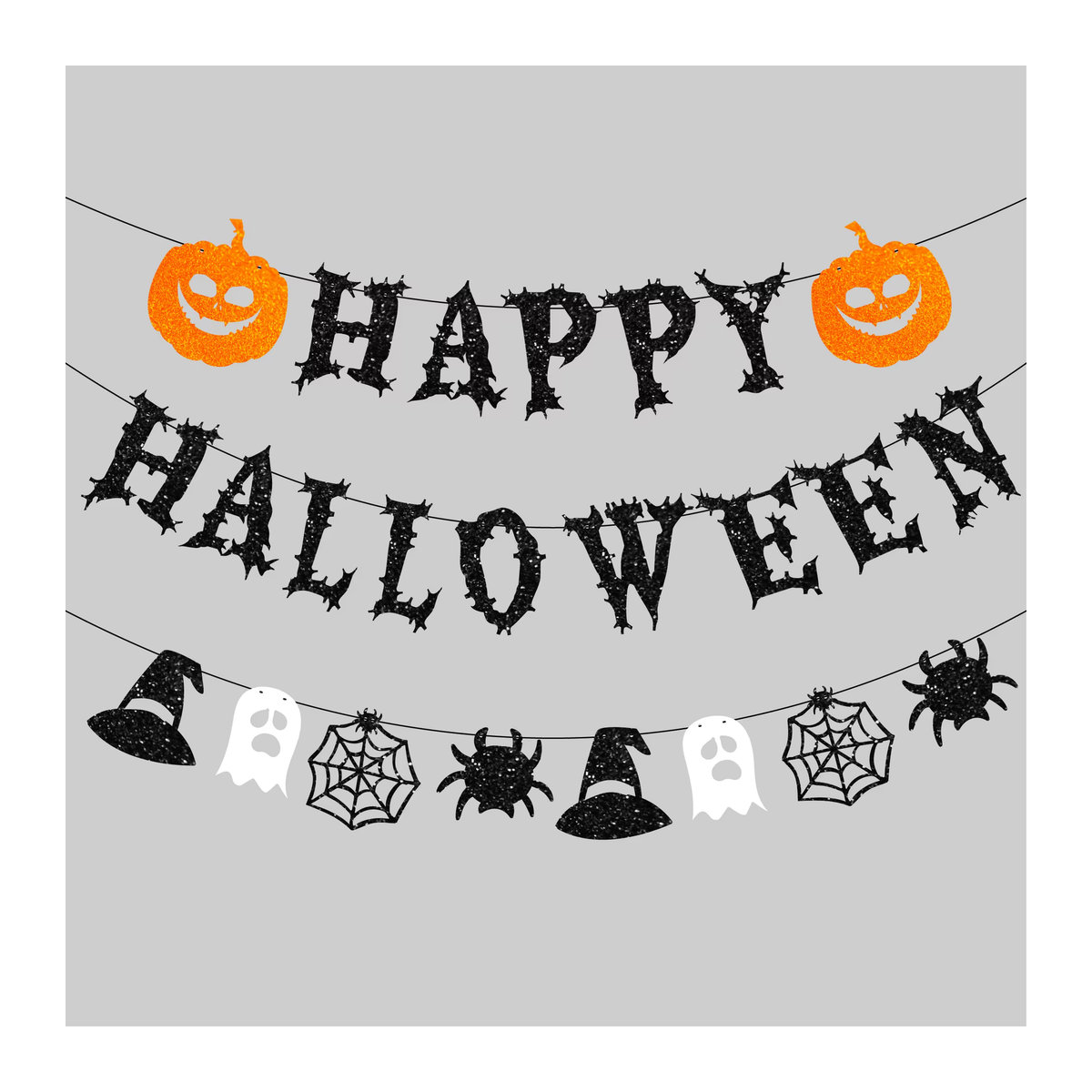 Joy-enlife Halloween Papier Banner Girlande mit Kürbis, Ghost und Spinnennetz in Mehrfarbig - Bild 3