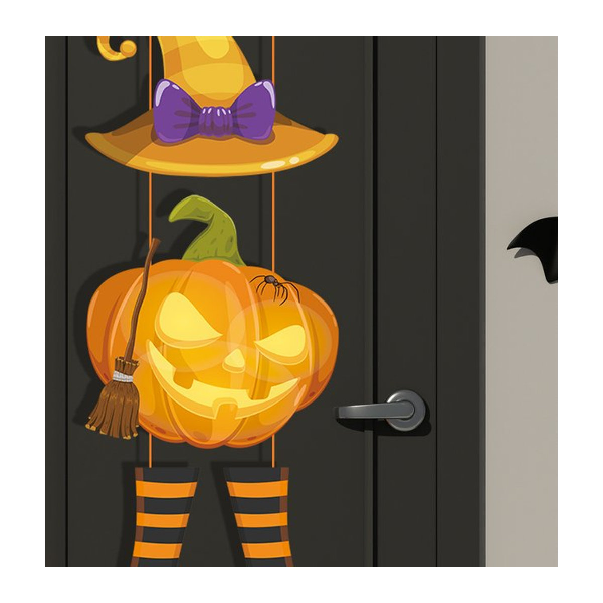 Joy-enlife Halloween Papier Girlande mit Kürbis, Geist und Hexe als hängende Türdekoration in Mehrfarbig - Bild 1