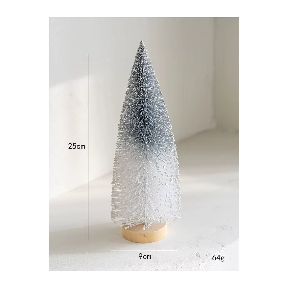 Joy-enlife Mini-Weihnachtsbäume aus künstlichen Nadeln in Weiß mit Holzbasis für deine skandinavische Weihnachtsdekoration - Bild 2