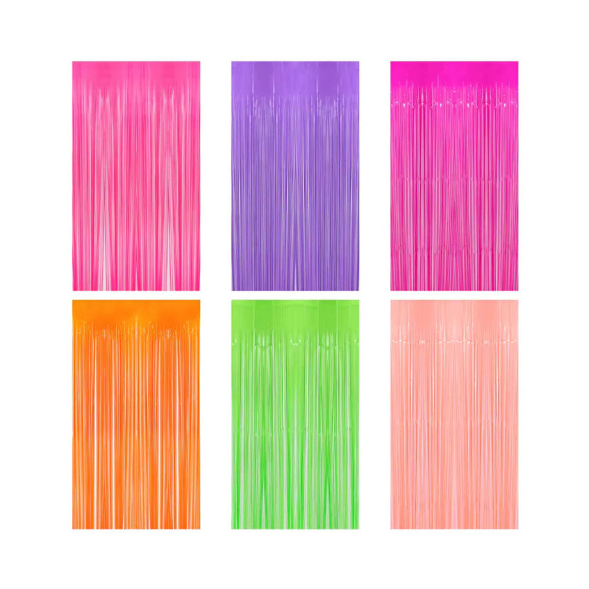 joy-enlife Neon Party Dekoration Bunte Lametta Folienfransen Vorhang für Hochzeit und Geburtstag, B: 100 cm, H: 200 cm, mehrfarbig - Bild 3