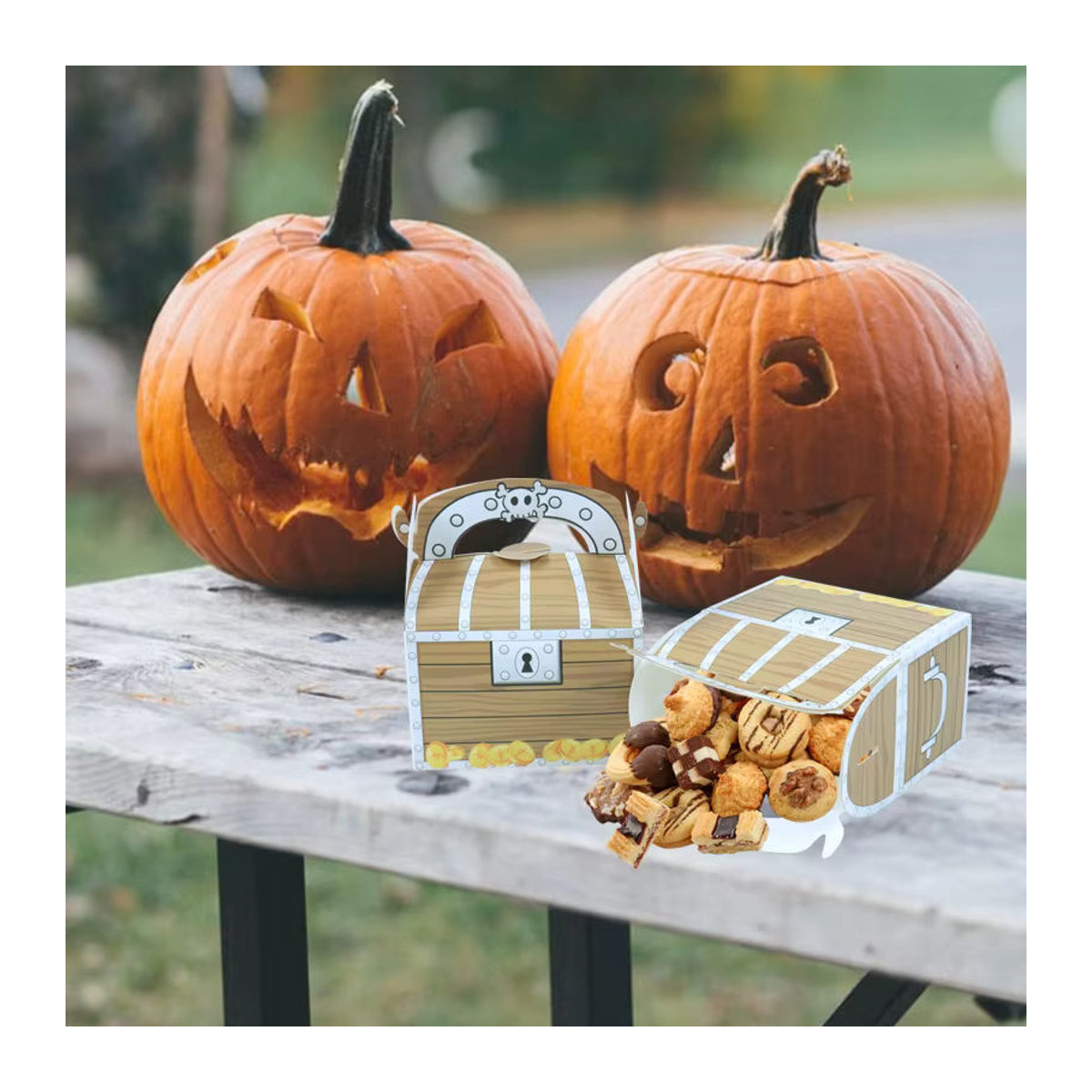 joy-enlife Piraten Schatzkiste aus Papier als Geschenkbox für Kinder, mehrfarbig, ideal für Halloween oder Geburtstagspartys - Bild 3