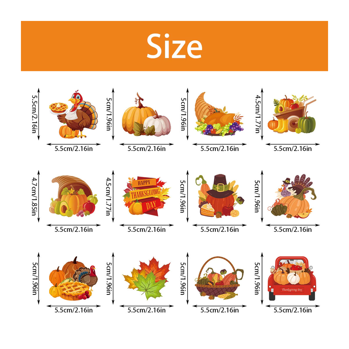 Joy-enlife Thanksgiving Cupcake Topper Set aus Papier mit Kürbis, Ahorn und Truthahn in Mehrfarbig für deine Herbst-Dekoration (12 Stück) - Bild 5
