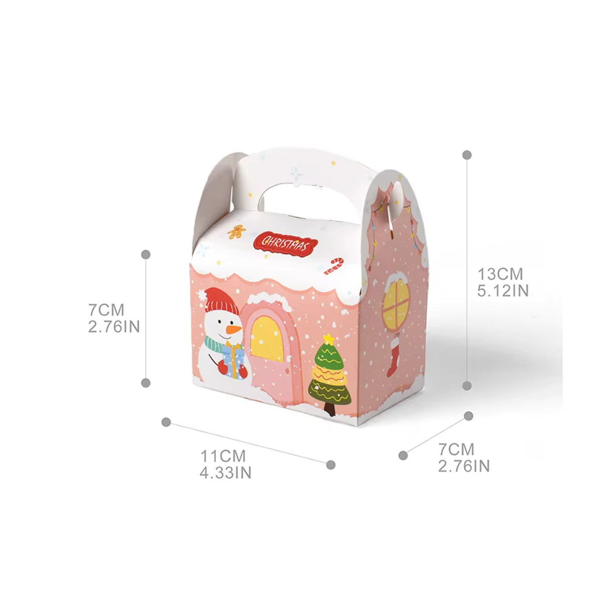 joy-enlife Weihnachtliche Geschenkboxen aus Papier mit Schneemann und Lebkuchenhaus Motiv, mehrfarbig und braun, 6 oder 12 Stück - Bild 5