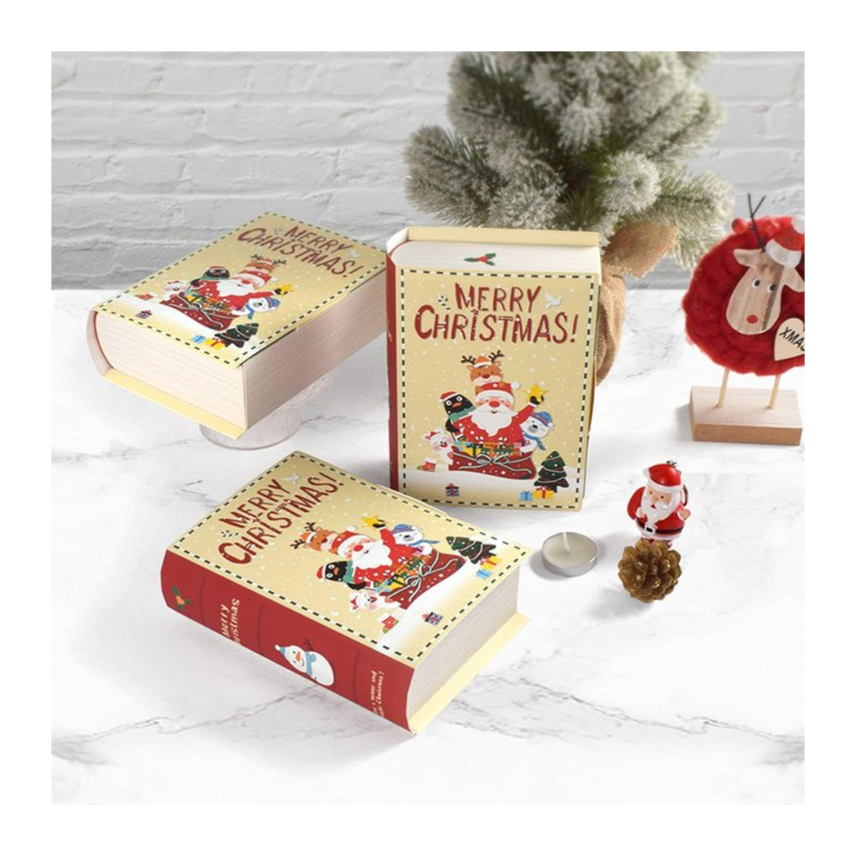 Joy-enlife Weihnachts Geschenkboxen in Buchform mit Santa Claus Motiv, mehrfarbig, aus Papier - Bild 1