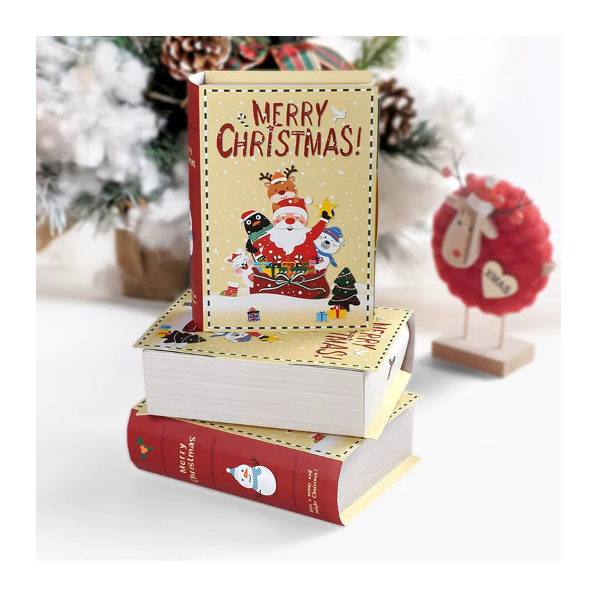Joy-enlife Weihnachts Geschenkboxen in Buchform mit Santa Claus Motiv, mehrfarbig, aus Papier - Bild 2
