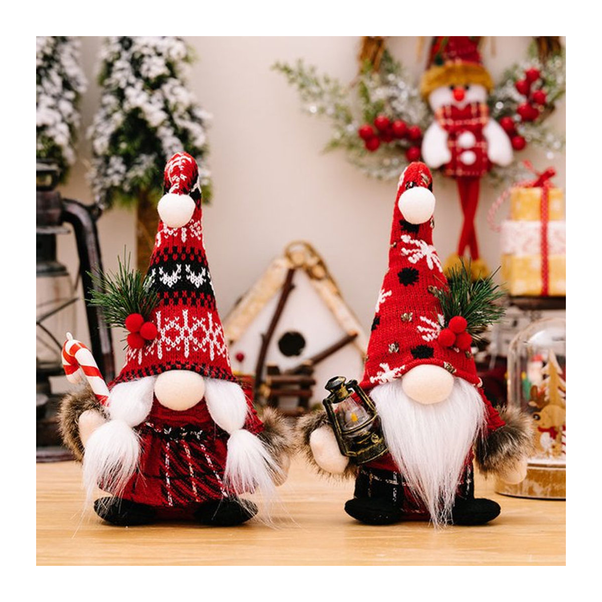 Joy-enlife Weihnachtsgnom als dekorative Stofffigur in Rot - Bild 1