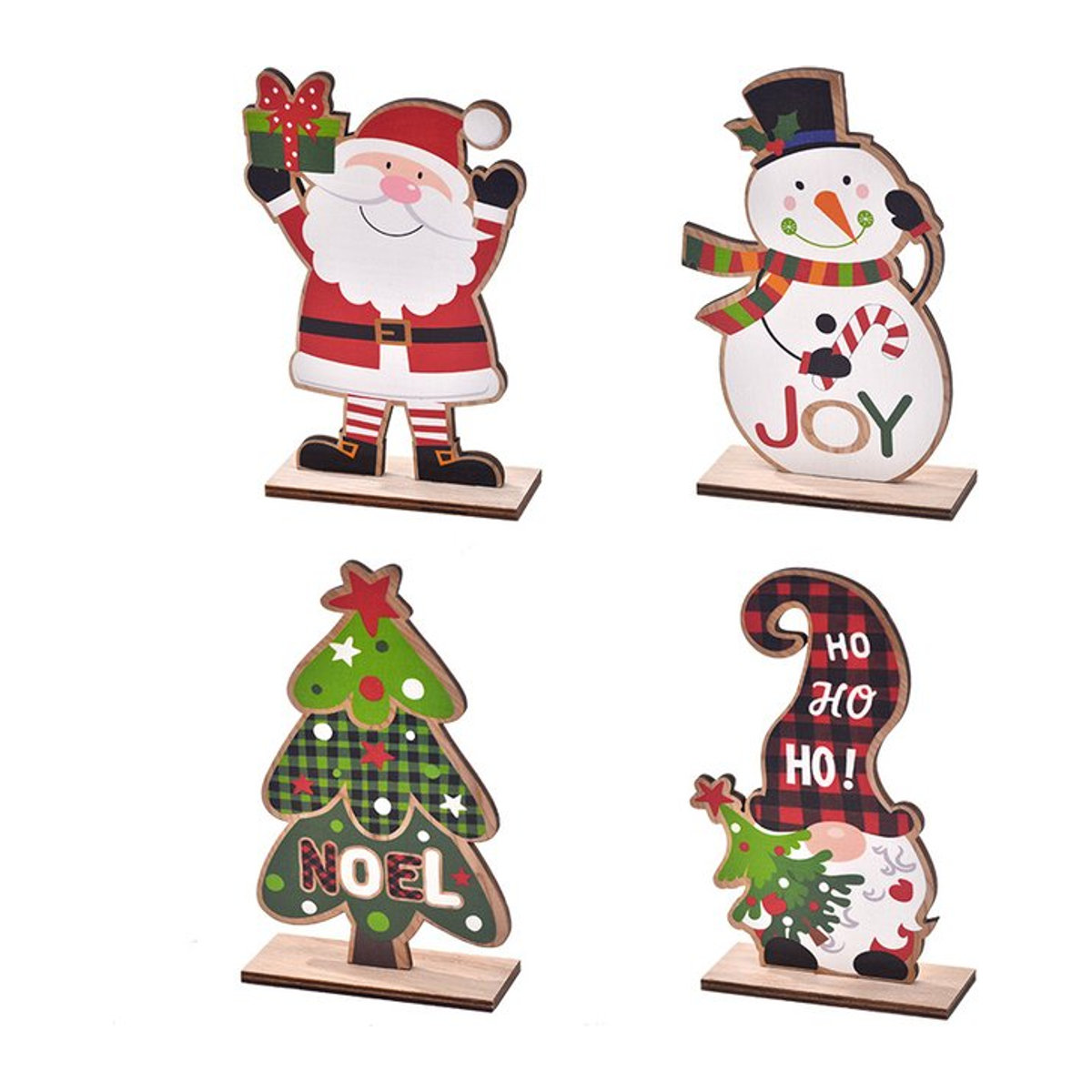 joy-enlife Weihnachtsornament aus Holz Weihnachtsmann und Schneemann in skandinavischem Design, mehrfarbig - Bild 1
