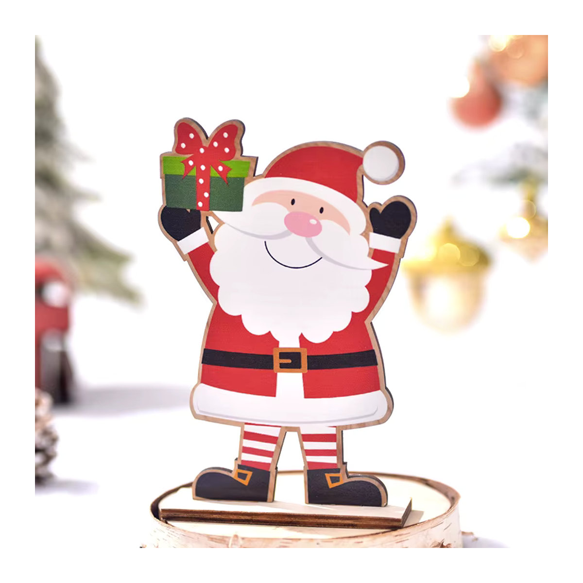 joy-enlife Weihnachtsornament aus Holz Weihnachtsmann und Schneemann in skandinavischem Design, mehrfarbig - Bild 5