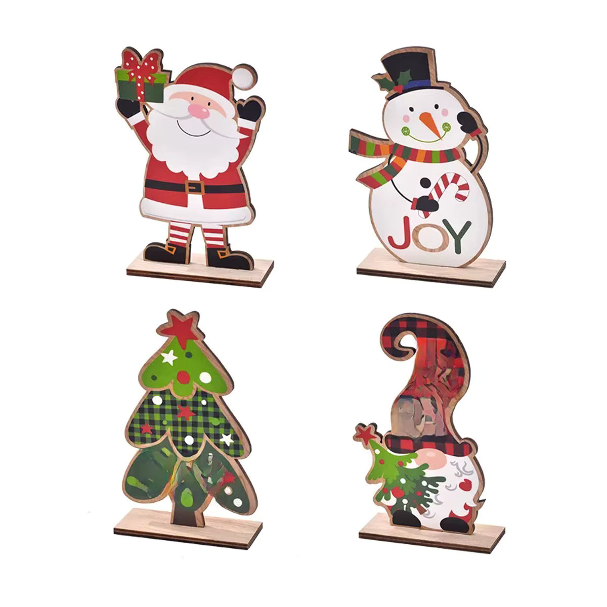 joy-enlife Weihnachtsornament aus Holz Weihnachtsmann und Schneemann in skandinavischem Design, mehrfarbig - Bild 7