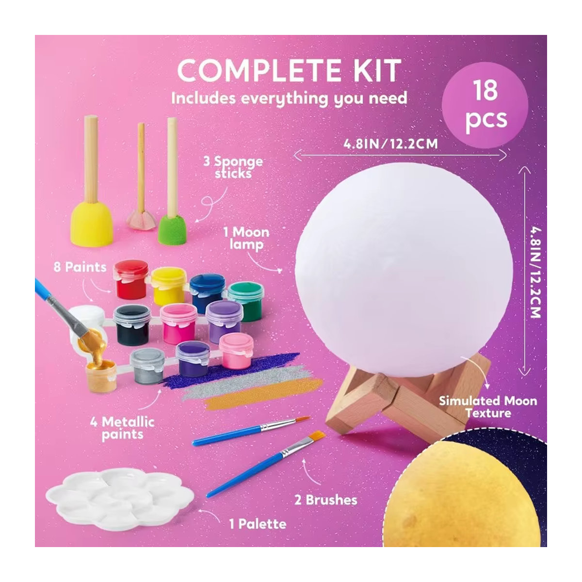 JOYFY DIY Mond Nachtlicht Set Bunte 3D Mond Lampe als Bastelset für Kinder und Erwachsene - Bild 3
