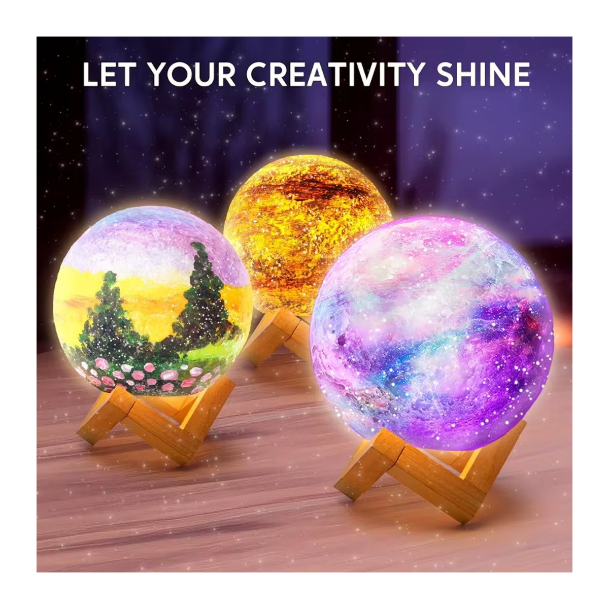 JOYFY DIY Mond Nachtlicht Set Bunte 3D Mond Lampe als Bastelset für Kinder und Erwachsene - Bild 4