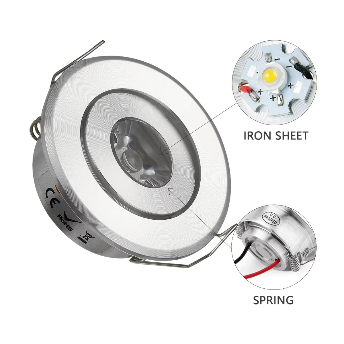 JOYINLED 10er Set Mini LED Einbaustrahler 3W 12V in Silber für Decke, Treppen und Schrankbeleuchtung - Bild 2