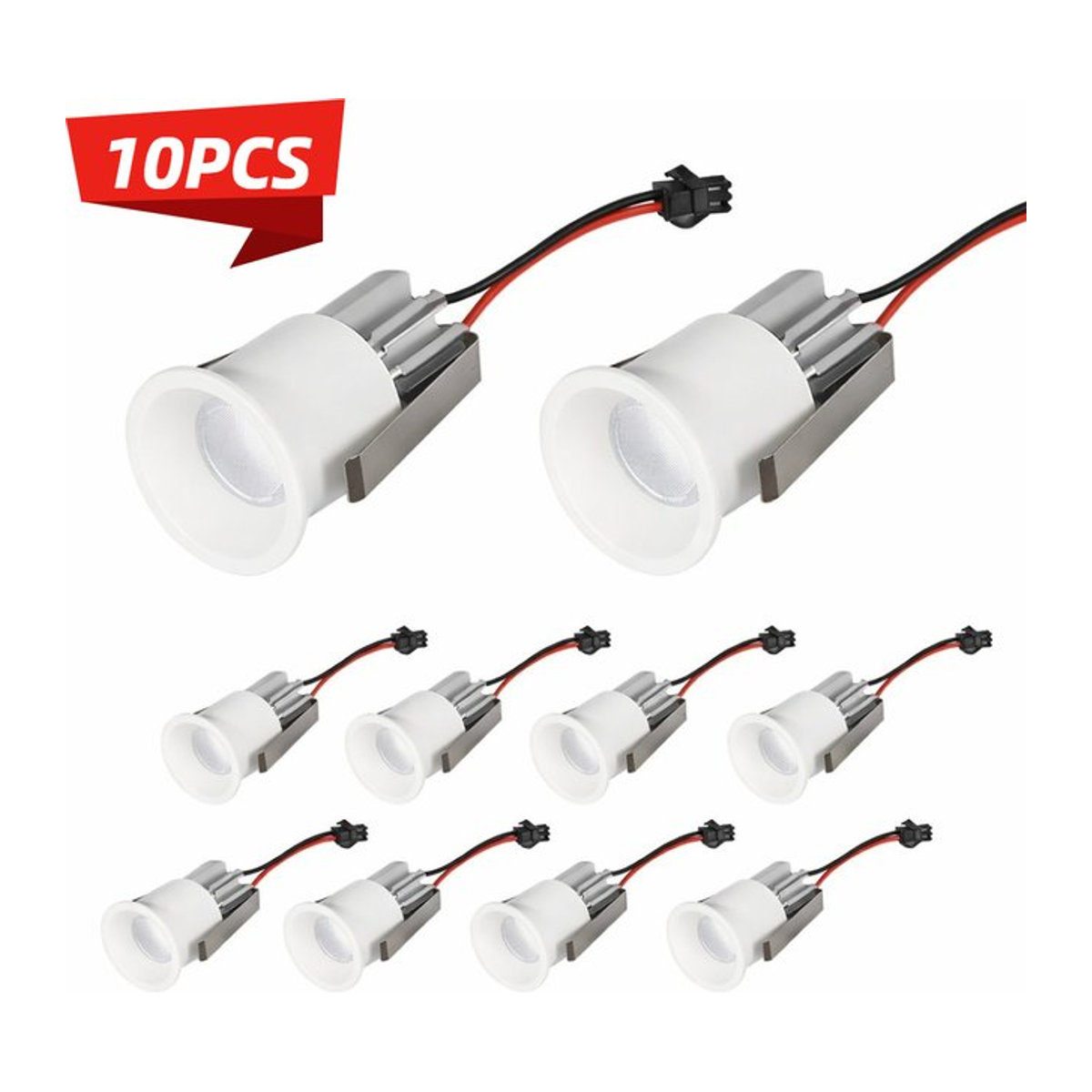 JOYINLED 10er Set Mini LED-Einbaustrahler aus Aluminium in Weiß, 3W, Warmweiß, ideal für Vitrinenbeleuchtung und Schmuck-Displays - Bild 1