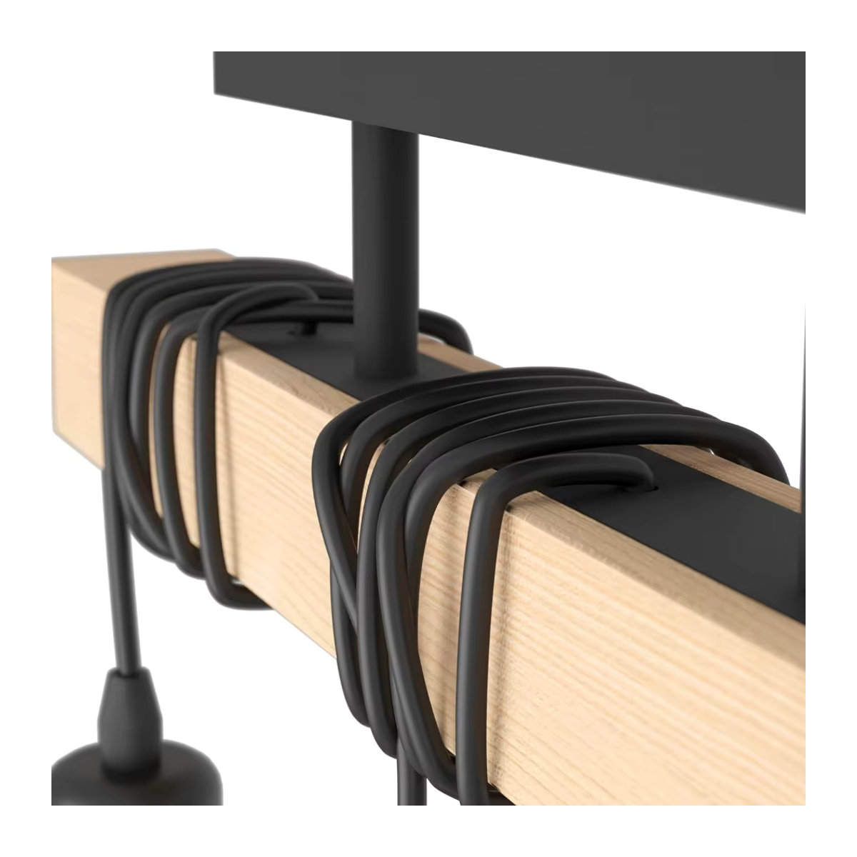 JOYINLED 3-flammige Vintage-Pendelleuchte im Industrial Design aus schwarzem Stahl und Holz mit E27-Fassung in Schwarz und Braun - Bild 5