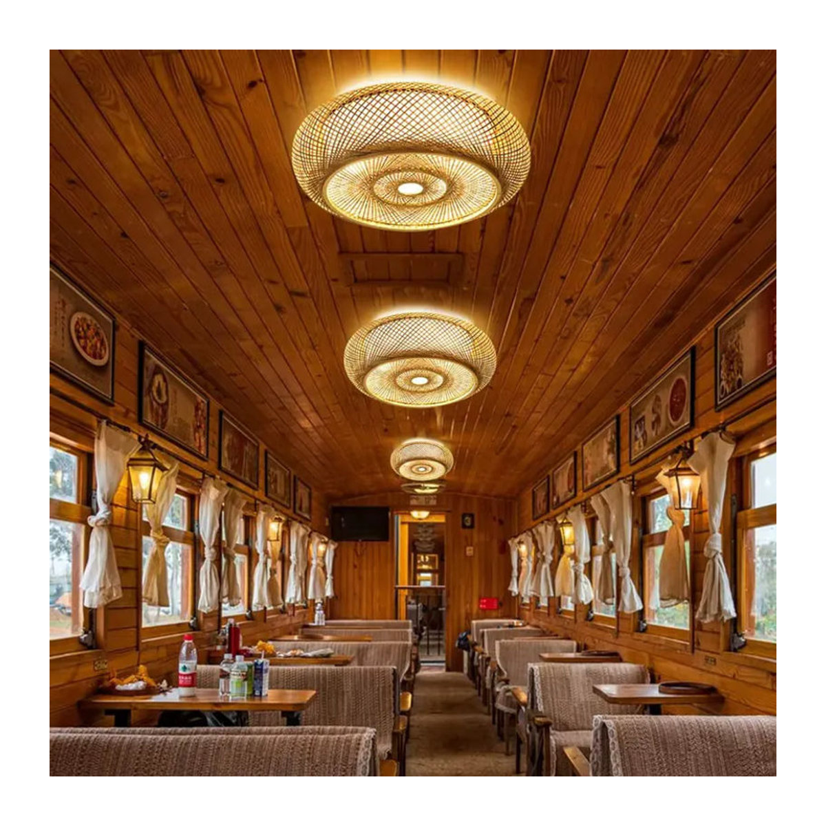 JOYINLED Bambus-Deckenleuchte im Bohemian-Stil, geflochtener Rattan-Lampenschirm für dein Zuhause oder dein Restaurant - Bild 2